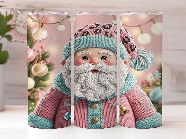 Cozy Crochet Santa Christmas Tumbler, Christmas Yarn Wrap, Holiday Crochet Sublimation, Festive Santa Cup, 20Oz Skinny Tumbler Wrap, Handmade Christmas Mug, Cozy Yarn Design Sublimation Lara' s Designs 