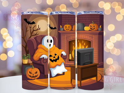 Cozy Cute Spooky Halloween Ghost Tumbler, Halloween Ghost Wrap, Cute Spooky Design, 20Oz Skinny Tumbler, Ghost Sublimation Wrap, Autumn Halloween Drinkware, Fun Ghost Tumbler Sublimation SvggirlplusArt 
