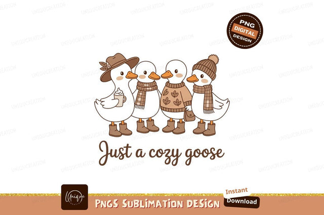 Cozy ducks wearing winter clothes and holding drinks Sublimation Designangry 