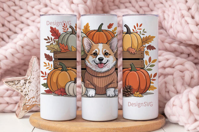 Cozy Fall Corgi Tumbler Design Sublimation DesignSVG 