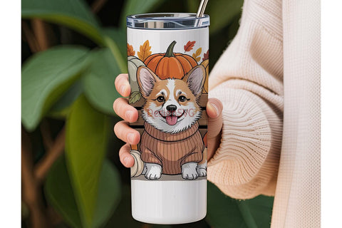 Cozy Fall Corgi Tumbler Design Sublimation DesignSVG 