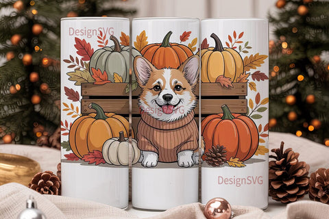 Cozy Fall Corgi Tumbler Design Sublimation DesignSVG 