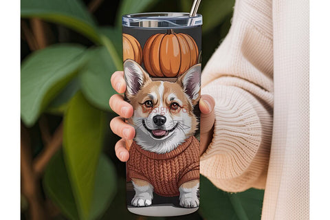 Cozy Fall Corgi Tumbler Design Sublimation DesignSVG 