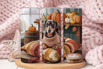 Cozy Fall Dachshund 20oz Tumbler Wrap Sublimation DesignSVG 
