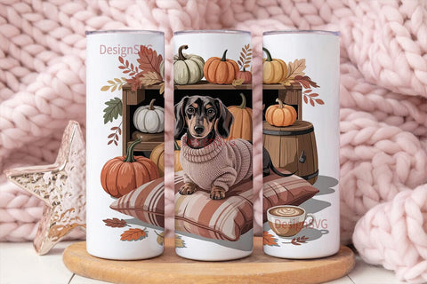 Cozy Fall Dachshund 20oz Tumbler Wrap Sublimation DesignSVG 