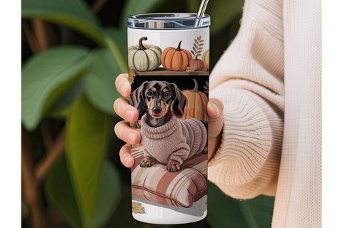 Cozy Fall Dachshund 20oz Tumbler Wrap Sublimation DesignSVG 
