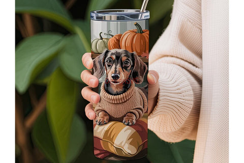 Cozy Fall Dachshund 20oz Tumbler Wrap Sublimation DesignSVG 