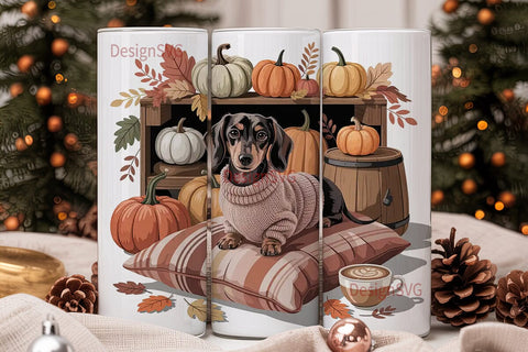 Cozy Fall Dachshund 20oz Tumbler Wrap Sublimation DesignSVG 