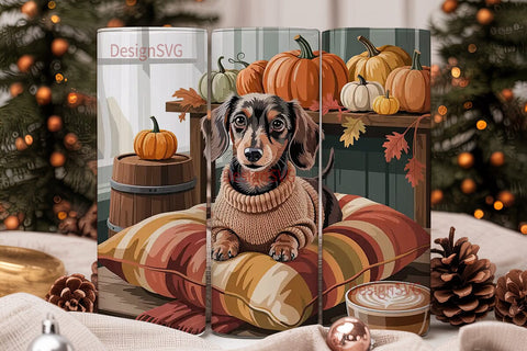 Cozy Fall Dachshund 20oz Tumbler Wrap Sublimation DesignSVG 
