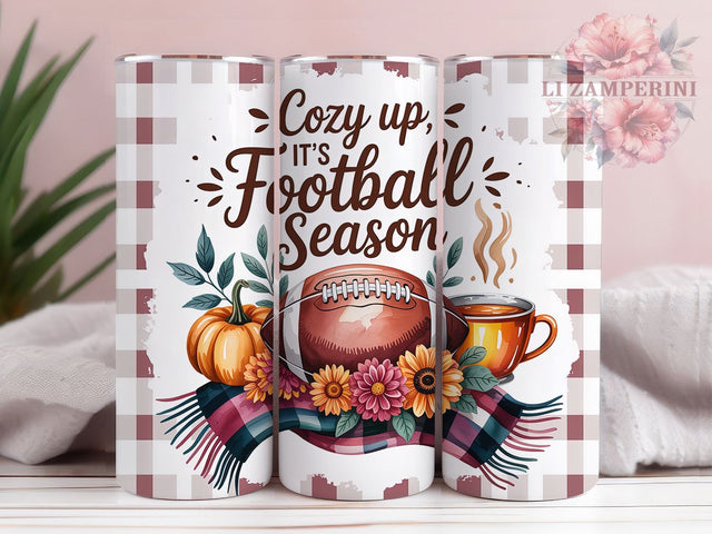 Cozy Fall Football Season Game Tumbler, Cozy Fall Sports Cup, 20Oz Skinny Tumbler Wrap, Game Day Sublimation Design, Autumn Football Drinkware, Sports Fan Gift Idea Sublimation Li Zamperini 