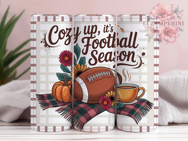 Cozy Fall Football Season Game Tumbler, Cozy Fall Sports Cup, 20Oz Skinny Tumbler Wrap, Game Day Sublimation Design, Autumn Football Drinkware, Sports Fan Gift Idea Sublimation Li Zamperini 
