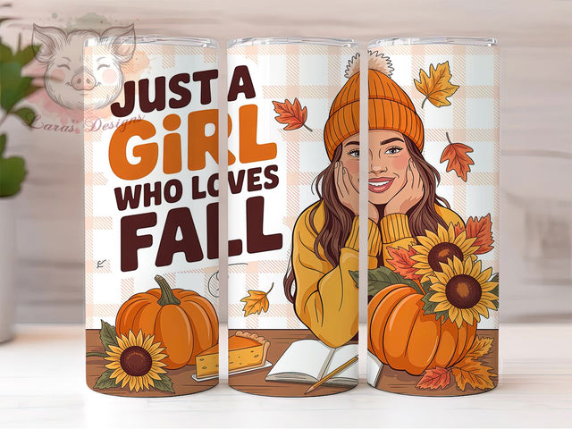 Cozy Fall Girl Pumpkin Spice Tumbler, Autumn Wrap, Cozy Season, 20Oz Tumbler, Sublimation Design, Pumpkin Spice, Leaf Lover Sublimation Lara' s Designs 