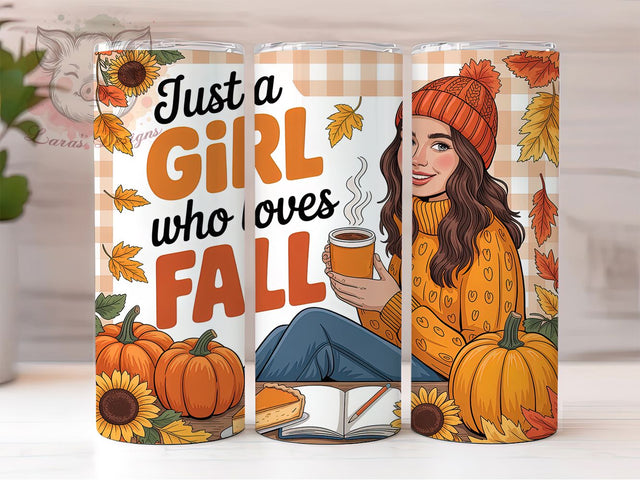 Cozy Fall Girl Pumpkin Spice Tumbler, Autumn Wrap, Cozy Season, 20Oz Tumbler, Sublimation Design, Pumpkin Spice, Leaf Lover Sublimation Lara' s Designs 