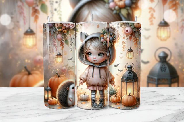 Cozy Fall Girl Seamless Tumbler Wrap PNG Sublimation BijouBay 