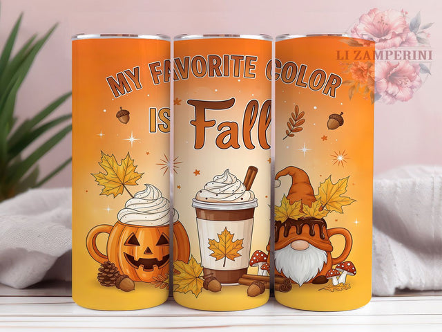 Cozy Fall Gnome Autumn Tumbler Wrap, Autumn Tumbler Png, 20oz Skinny Tumbler, Gnome Sublimation Design, My Favorite Color Is Fall, Cozy Fall Tumbler, Tumbler Design Download Sublimation Li Zamperini 