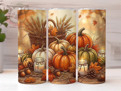 Cozy Fall Harvest 20oz Tumbler, Fall Harvest, Cozy Autumn, Rustic Style, Whimsical Pattern, Seasonal Design, 20oz Wrap, Sublimation Tumbler Sublimation Lara' s Designs 
