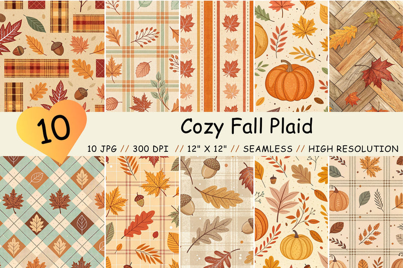 Cozy Fall Plaid Seamless Pattern Digital Paper Digital Pattern FloridPrintables 