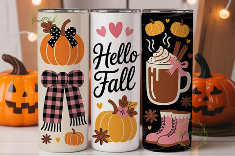 Cozy Fall Pumpkin 20oz Tumbler Wrap Sublimation PixelChick 