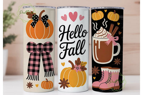 Cozy Fall Pumpkin 20oz Tumbler Wrap Sublimation PixelChick 