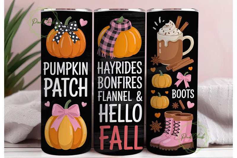 Cozy Fall Pumpkin 20oz Tumbler Wrap Sublimation PixelChick 