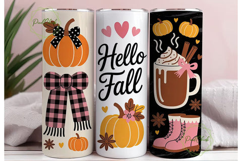 Cozy Fall Pumpkin 20oz Tumbler Wrap Sublimation PixelChick 
