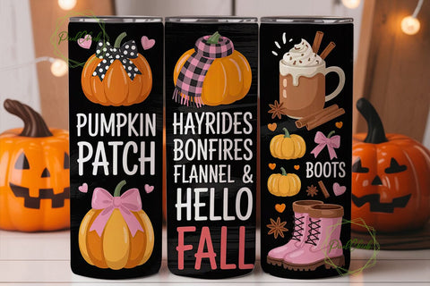 Cozy Fall Pumpkin 20oz Tumbler Wrap Sublimation PixelChick 
