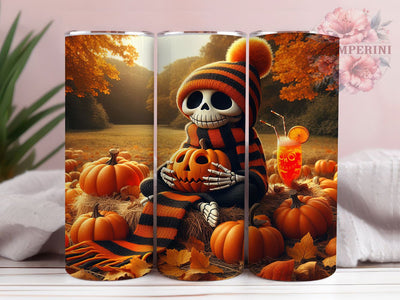 Cozy Fall Skeleton Spooky Tumbler, Cozy Fall, 20Oz Tumbler, Sublimation Design, Halloween Wrap, Spooky Season, Sweater Weather Sublimation Li Zamperini 