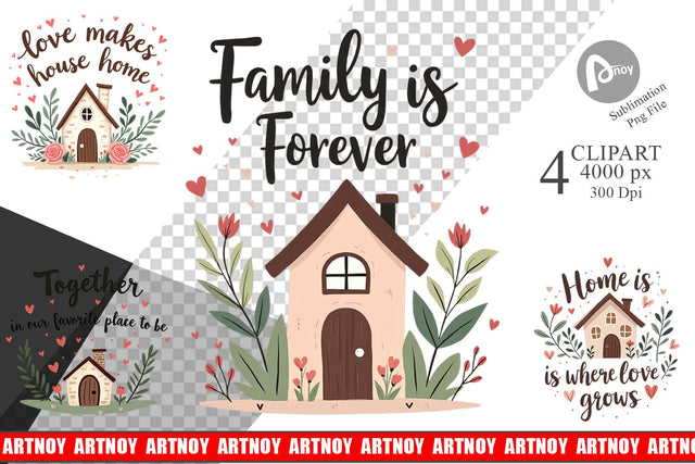 Cozy Family and Friends Quotes Clipart Sublimation artnoy 