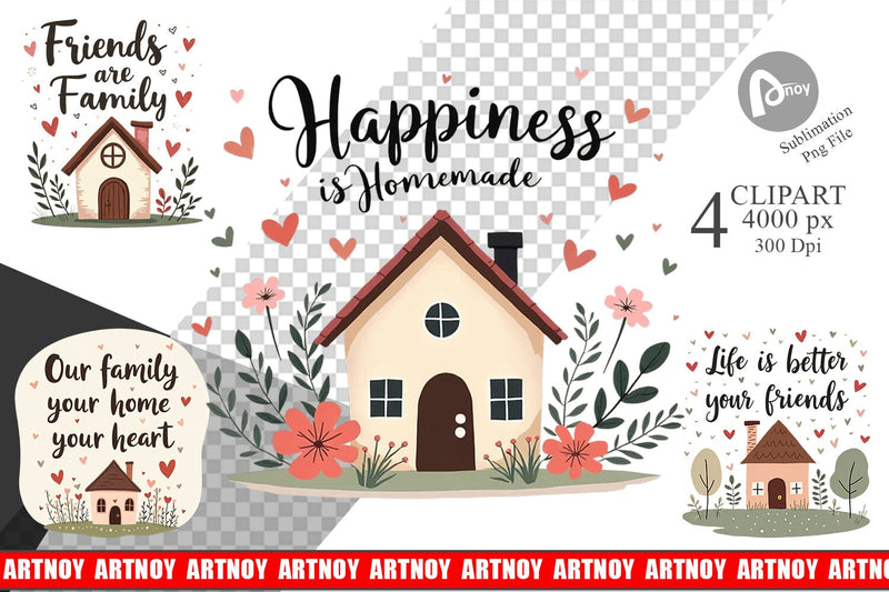 Cozy Family and Friends Quotes Clipart Sublimation artnoy 