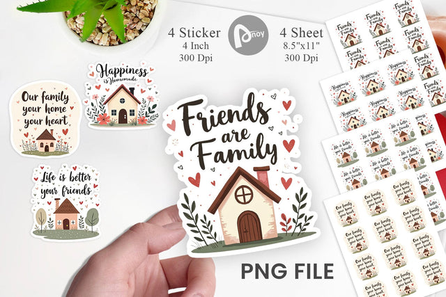 Cozy Family and Friends Quotes Sticker Sublimation artnoy 