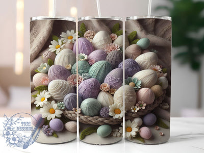 Cozy Faux Knit Easter Egg Tumbler, Spring Floral Tumbler, Easter Egg Wrap, Cozy Knit Wrap, Stylish 20oz Wrap, Sublimation Design, Trendy Gift Idea Sublimation ToriDesigns 