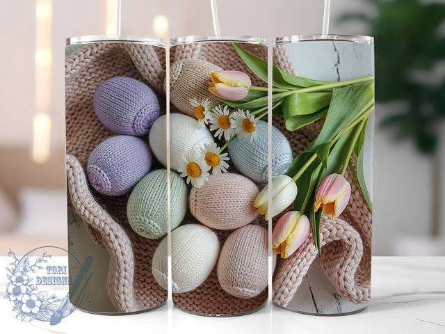 Cozy Faux Knit Easter Egg Tumbler, Spring Floral Tumbler, Easter Egg Wrap, Cozy Knit Wrap, Stylish 20oz Wrap, Sublimation Design, Trendy Gift Idea Sublimation ToriDesigns 