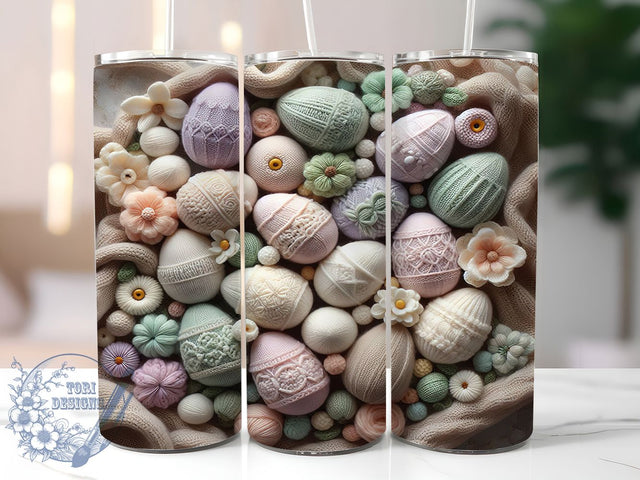 Cozy Faux Knit Easter Egg Tumbler, Spring Floral Tumbler, Easter Egg Wrap, Cozy Knit Wrap, Stylish 20oz Wrap, Sublimation Design, Trendy Gift Idea Sublimation ToriDesigns 
