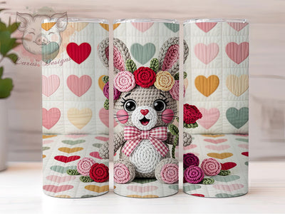 Cozy Faux Yarn Bunny Tumbler, Faux Yarn, Cozy Style, Cute Theme, Animal Pattern, 20Oz Tumbler, Sublimation Wrap Sublimation Lara' s Designs 