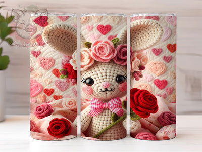Cozy Faux Yarn Bunny Tumbler, Faux Yarn, Cozy Style, Cute Theme, Animal Pattern, 20Oz Tumbler, Sublimation Wrap Sublimation Lara' s Designs 