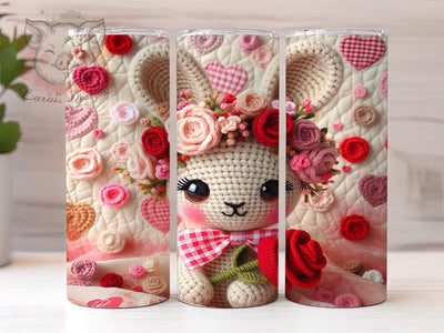 Cozy Faux Yarn Bunny Tumbler, Faux Yarn, Cozy Style, Cute Theme, Animal Pattern, 20Oz Tumbler, Sublimation Wrap Sublimation Lara' s Designs 