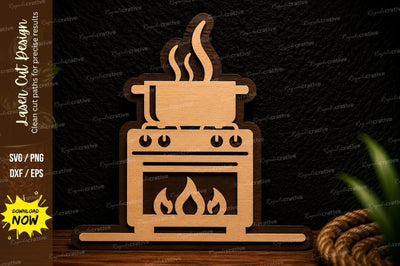 Cozy Fireplace Kitchen Stove Laser Cut SVG Design SVG Regulrcrative 
