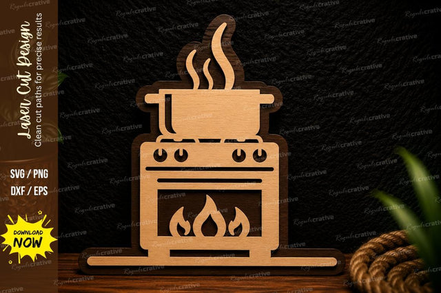 Cozy Fireplace Kitchen Stove Laser Cut SVG Design SVG Regulrcrative 