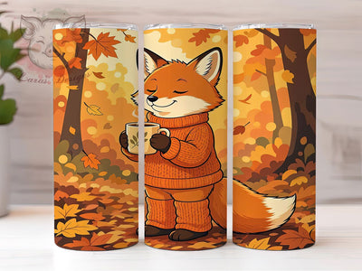 Cozy Fox Autumn Coffee 20oz Tumbler, Cozy fox design, Autumn coffee print, 20oz skinny tumbler, Fall tumbler wrap, Sublimation tumbler wrap, Cute fox pattern, Autumn cozy design Sublimation Lara' s Designs 