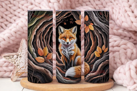 Cozy Fox in Autumn Tree 20oz Tumbler Sublimation DesignSVG 
