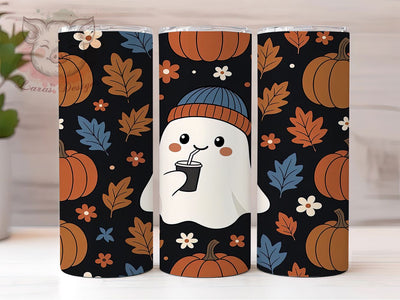 Cozy Ghost Coffee 20oz Tumbler, Ghost Motif, Coffee Theme, Cozy Vibes, Halloween Design, Cute Spooky, 20oz Wrap, Sublimation Tumbler Sublimation Lara' s Designs 
