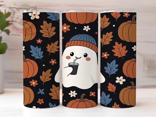 Cozy Ghost Coffee 20oz Tumbler, Ghost Motif, Coffee Theme, Cozy Vibes, Halloween Design, Cute Spooky, 20oz Wrap, Sublimation Tumbler Sublimation Lara' s Designs 