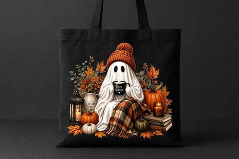 Cozy Ghost PNG Cute Fall Halloween Digital Download SVG BillahCrafts 