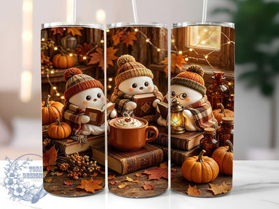 Cozy Ghosts Reading 20oz Tumbler, Ghost Motif, Reading Theme, Cozy Style, Whimsical Charm, Halloween Vibe, 20oz Wrap, Sublimation Tumbler Sublimation ToriDesigns 