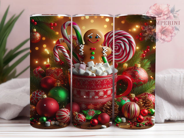 Cozy Gingerbread Hot Chocolate Tumbler, Hot Chocolate Wrap, 20Oz Skinny Tumbler, Cozy Christmas Sublimation, Holiday Treat Tumbler, Cute Cocoa Design, Winter Dessert Wrap Sublimation Li Zamperini 