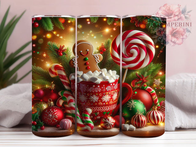 Cozy Gingerbread Hot Chocolate Tumbler, Hot Chocolate Wrap, 20Oz Skinny Tumbler, Cozy Christmas Sublimation, Holiday Treat Tumbler, Cute Cocoa Design, Winter Dessert Wrap Sublimation Li Zamperini 