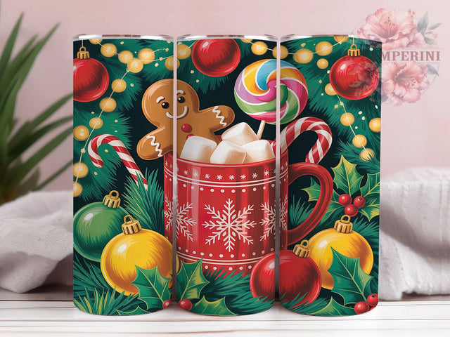 Cozy Gingerbread Hot Chocolate Tumbler, Hot Chocolate Wrap, 20Oz Skinny Tumbler, Cozy Christmas Sublimation, Holiday Treat Tumbler, Cute Cocoa Design, Winter Dessert Wrap Sublimation Li Zamperini 