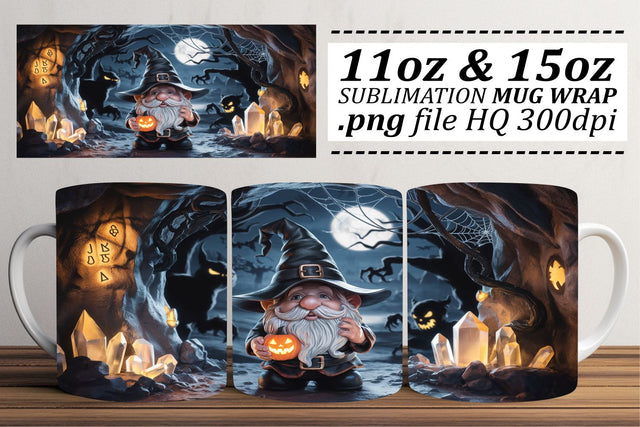 Cozy Gnome Mug Wrap for Fall Halloween Sublimation afrosvg 