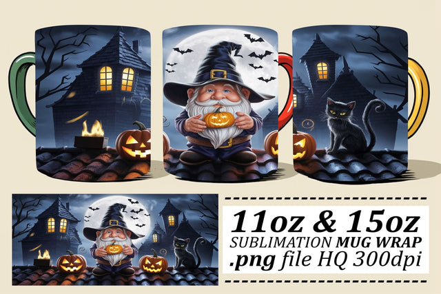 Cozy Gnome Mug Wrap for Halloween Sublimation afrosvg 