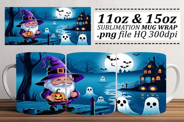 Cozy Gnome Mug Wrap Halloween 11oz 15oz Sublimation afrosvg 